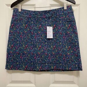 NEW Croft & Barrow Effortless Stretch Skort Navy Blue Floral Skirt Mid Rise 10 R
